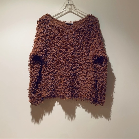 Loveriche crop carmel fuzzy teddy bear sweater - Picture 2 of 13
